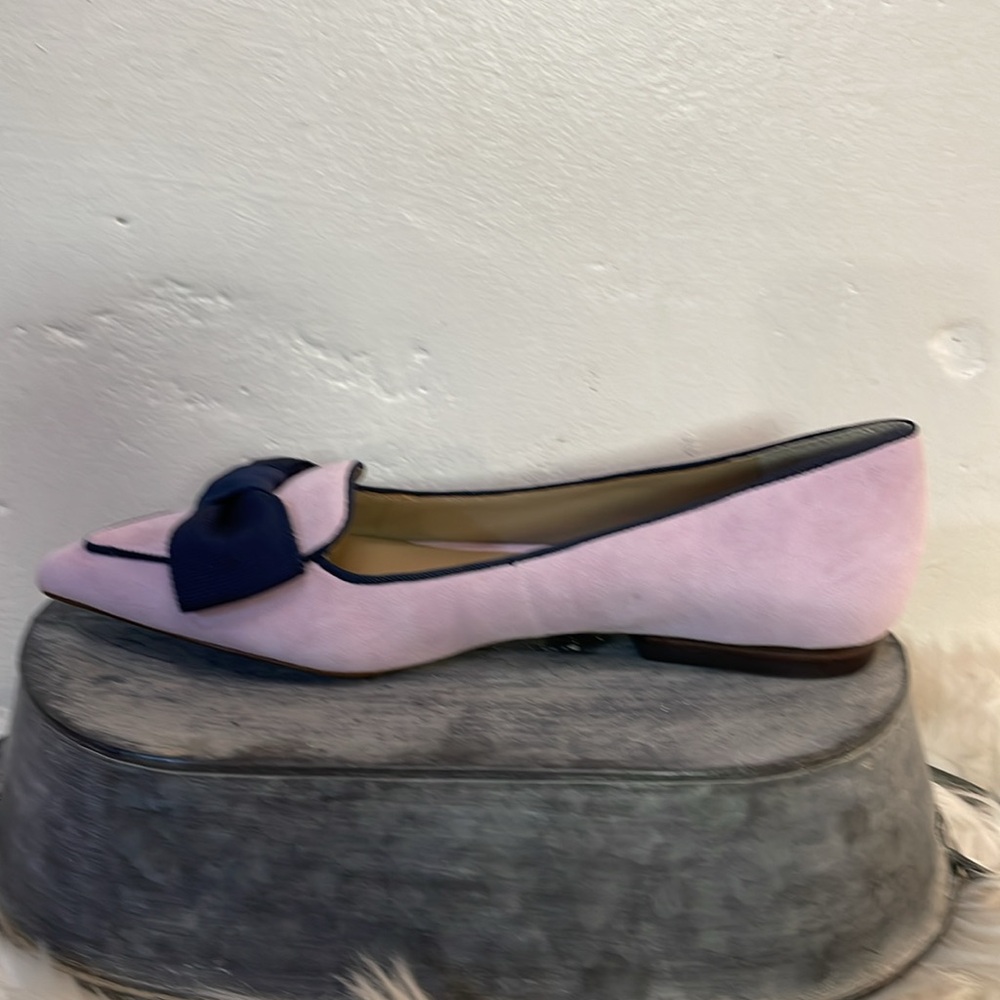 #0166 - NWOT Ann Taylor Suede Lavender Pointed Ziggy Flats with Bow Detail-7 - Picture 5 of 10